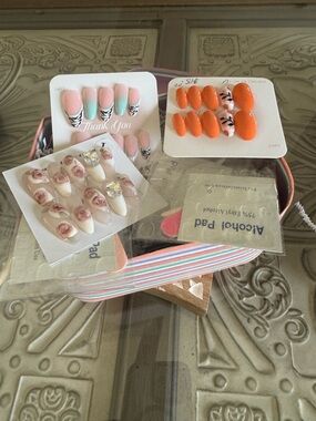 Bonitas Nails Assorted Press-On Nail Sets — Pink, Mint, Orange, Cream